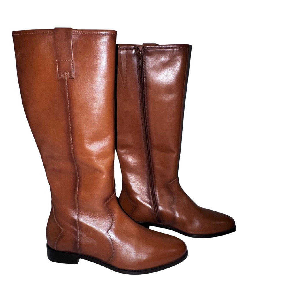 Anthony Veer Kennedy Knee High Boot Women 7.5 Brown NWOB‎ Leather Equestrian Zip